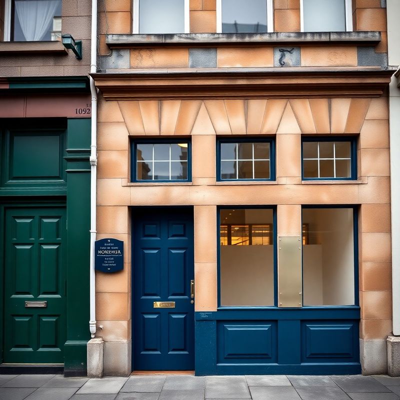 Georgian commercial building facade in Cork with an ink-blue painted door